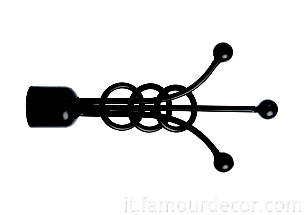 Wrought iron three circle head curtain rod